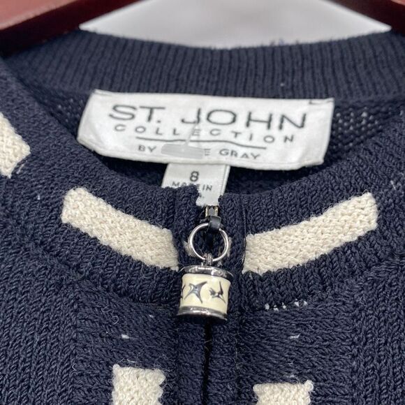 ST JOHN Collection By Marie Gray Santana Knit Zip -Up Cardigan Jacket Pockets Bl - Picture 7 of 15